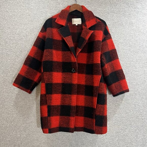 Marisa & Marie Jacket Women Medium Black Wool Blend Italy Buffalo Checkered Coat - Picture 13 of 13